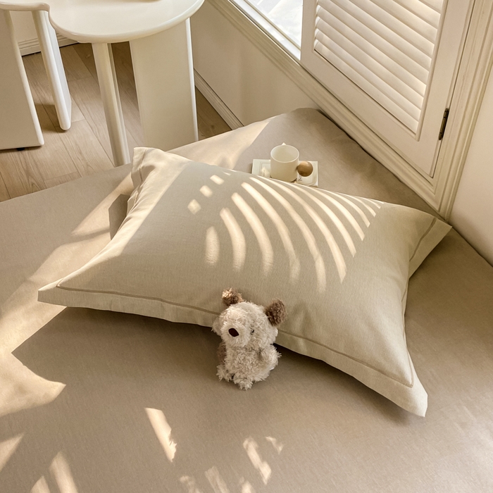 91家纺网 家纺一手货源 找家纺 优品阁 2024新款全棉磨毛四件套单品系列-单枕套 邦尼-咖