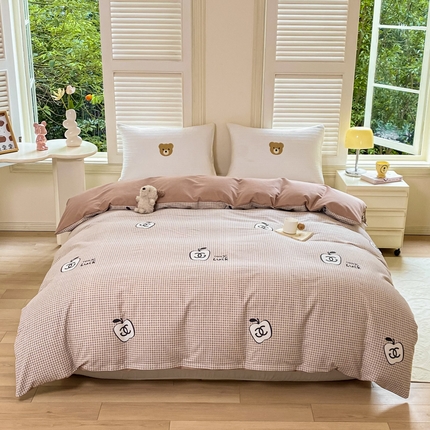 91家纺网 家纺一手货源 找家纺 优品阁 2024新款全棉磨毛四件套单品系列-单被套 千爱