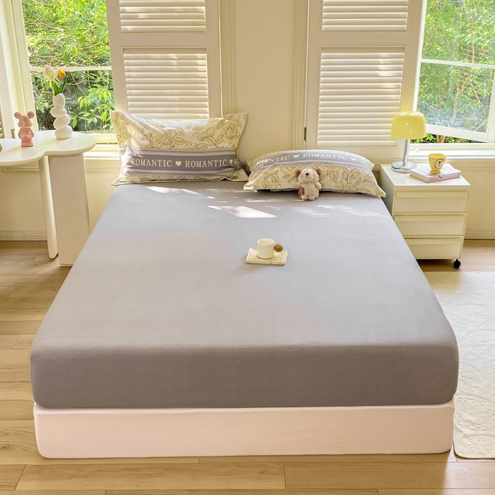 91家纺网 家纺一手货源 找家纺 优品阁 2024新款全棉磨毛四件套单品系列-单床笠 初恋-灰