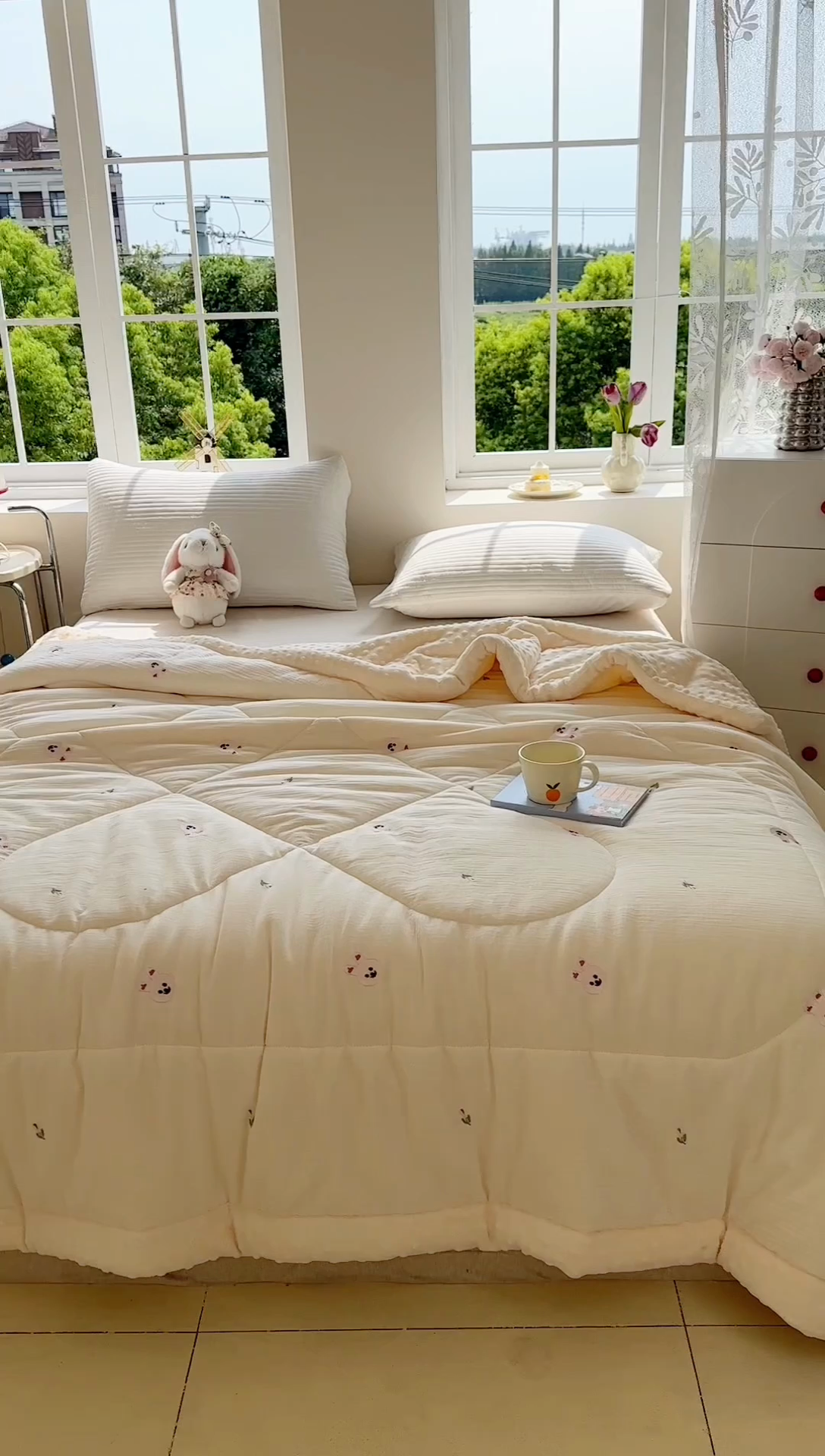 91家纺网 家纺一手货源 找家纺 （总）木楌家居 2025新款全棉A类皱皱纱刺绣手包边豆豆被