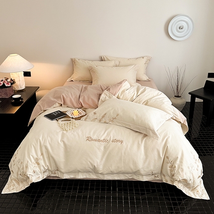 91家纺网 家纺一手货源 找家纺 （总）典曼家纺 2024新款A类高精密磨毛绣花四件套-序秋