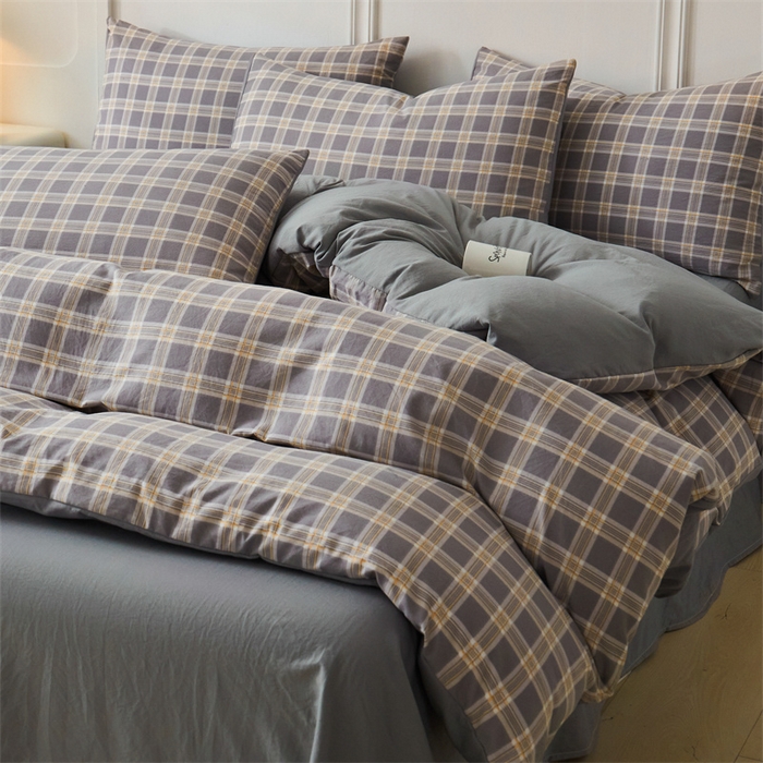 91家纺网 家纺一手货源 找家纺 盛秋家纺 2025新款格子单被套保罗+中灰