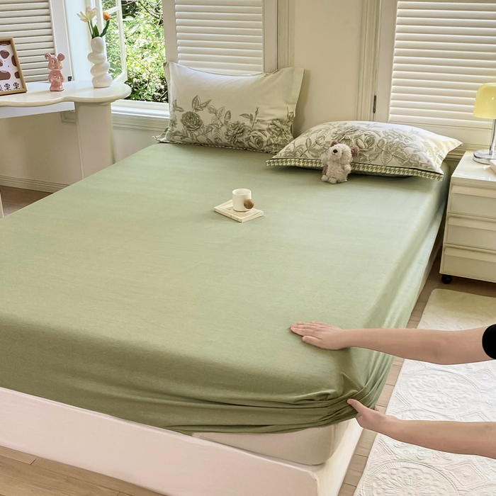 91家纺网 家纺一手货源 找家纺 优品阁 2024新款全棉磨毛四件套单品系列-单床笠 温妮莎-绿