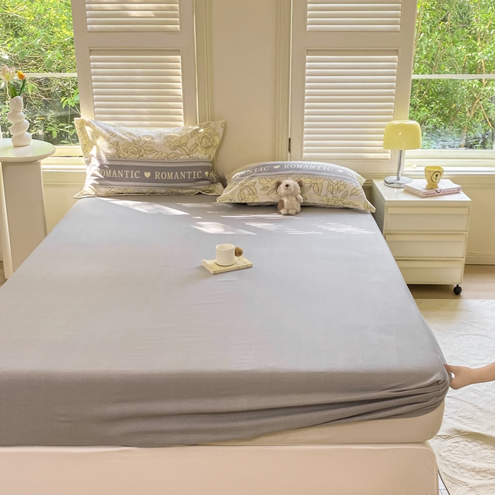 91家纺网 家纺一手货源 找家纺 优品阁 2024新款全棉磨毛四件套单品系列-单床笠 初恋-灰