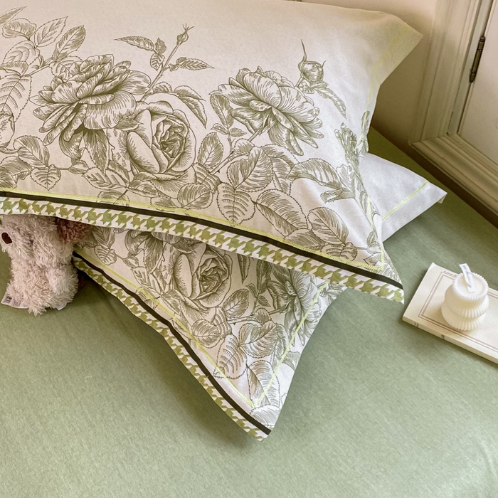 91家纺网 家纺一手货源 找家纺 优品阁 2024新款全棉磨毛四件套单品系列-单枕套 温妮莎-绿