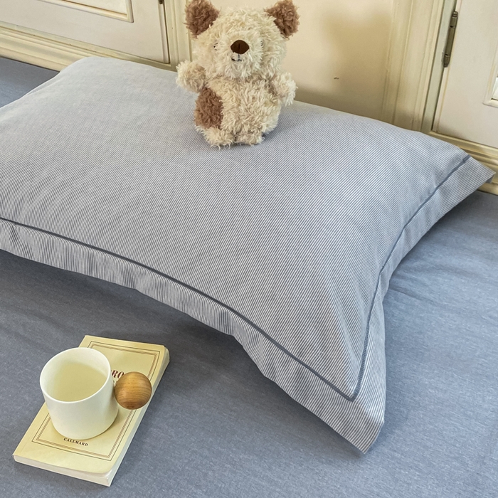 91家纺网 家纺一手货源 找家纺 优品阁 2024新款全棉磨毛四件套单品系列-单枕套 邦尼-蓝灰