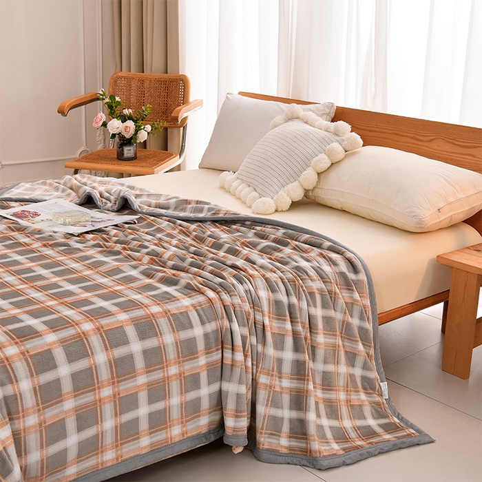 91家纺网 家纺一手货源 找家纺 仟人梦 2024新款A类高克重保暖法兰绒多功能保暖毛毯 时尚咖