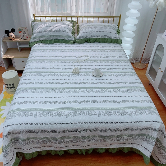 91家纺网 家纺一手货源 找家纺 2024新款亲肤舒适法式床盖三件套 线条