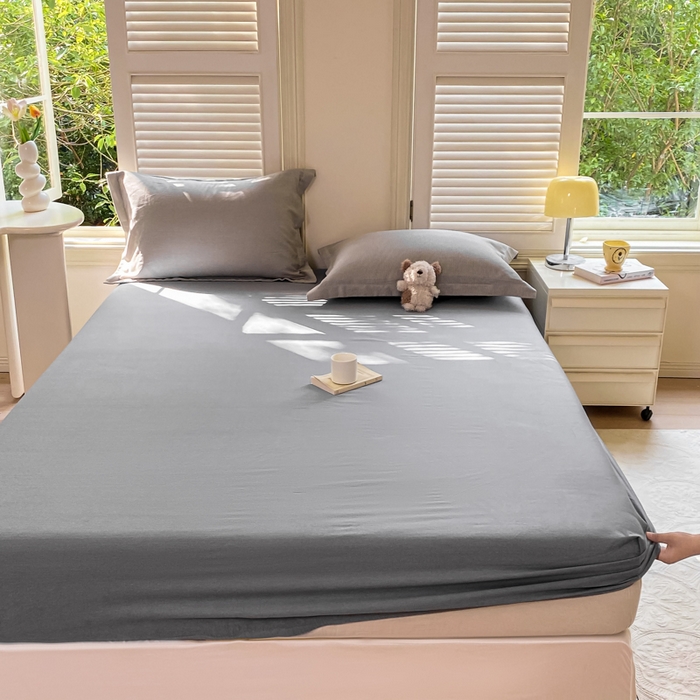 91家纺网 家纺一手货源 找家纺 优品阁 2024新款全棉磨毛四件套单品系列-单床笠 邦尼-灰