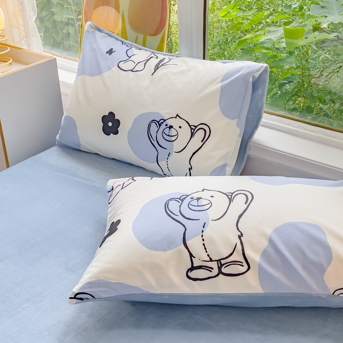 91家纺网 家纺一手货源 找家纺 金鑫汇家纺 2024年新款棉加绒印花四件套保暖牛奶绒法莱绒水晶绒 棉加绒-小熊菲比