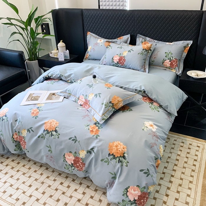 91家纺网 家纺一手货源 找家纺 名佰蕙家纺 2024新款银丝抗菌全棉功能性四件套 丹姿-兰