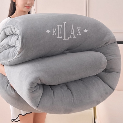 牛魔王家居 2024新款加厚牛奶绒绣花冬被春秋被大豆被被子 牛奶绒+气质灰