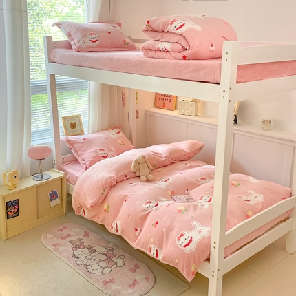 91家纺网 家纺一手货源 找家纺 （总）寻米 2024新款加厚保暖牛奶绒学生三件套