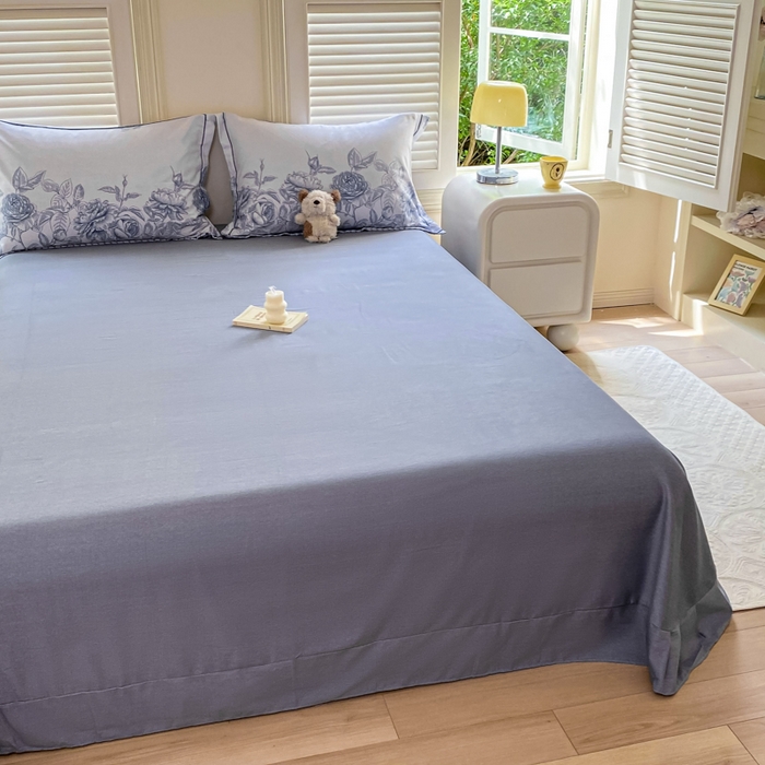 91家纺网 家纺一手货源 找家纺 优品阁 2024新款亲肤舒适全棉磨毛单床单 温妮莎-蓝