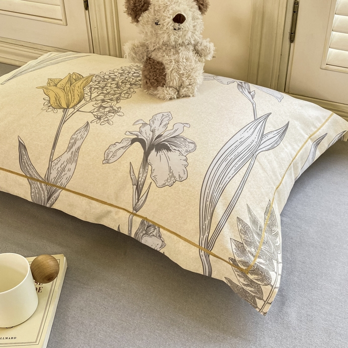 91家纺网 家纺一手货源 找家纺 优品阁 2024新款全棉磨毛四件套单品系列-单枕套 且听风铃-灰