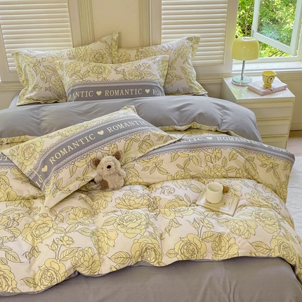 优品阁 2024新款亲肤舒适全棉磨毛四件套学生三件套系列  初恋-灰