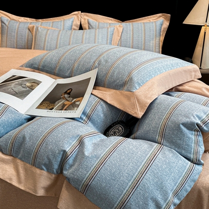 91家纺网 家纺一手货源 找家纺 （总）慕晨 2024新款A类全棉贡缎磨毛数码印花宽边轻奢风中高端四件套直播爆款