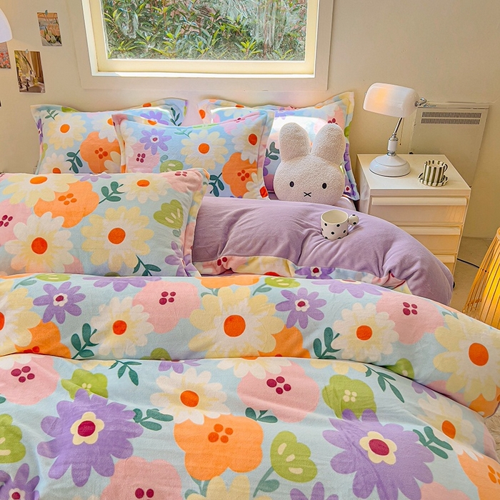 91家纺网 家纺一手货源 找家纺 慕尚家纺 2025新款3.5kg高克重田园花卉类牛奶绒四件套 布兰卡