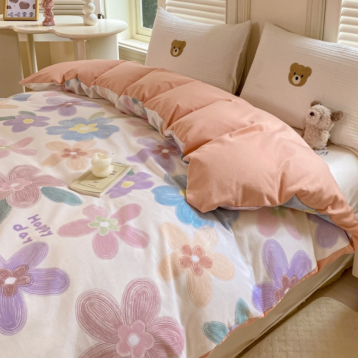 91家纺网 家纺一手货源 找家纺 优品阁 2024新款亲肤舒适全棉磨毛四件套学生三件套系列  洛城时光