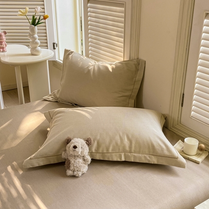 优品阁 2024新款全棉磨毛四件套单品系列-单枕套 邦尼-咖