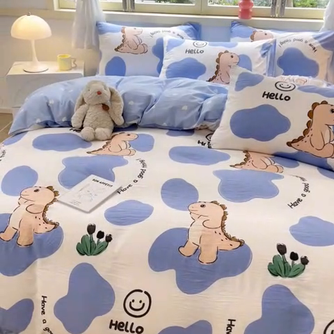 91家纺网 家纺一手货源 找家纺 盛秋家纺 2025新款卡通单被套恐龙宝宝+蓝爱心