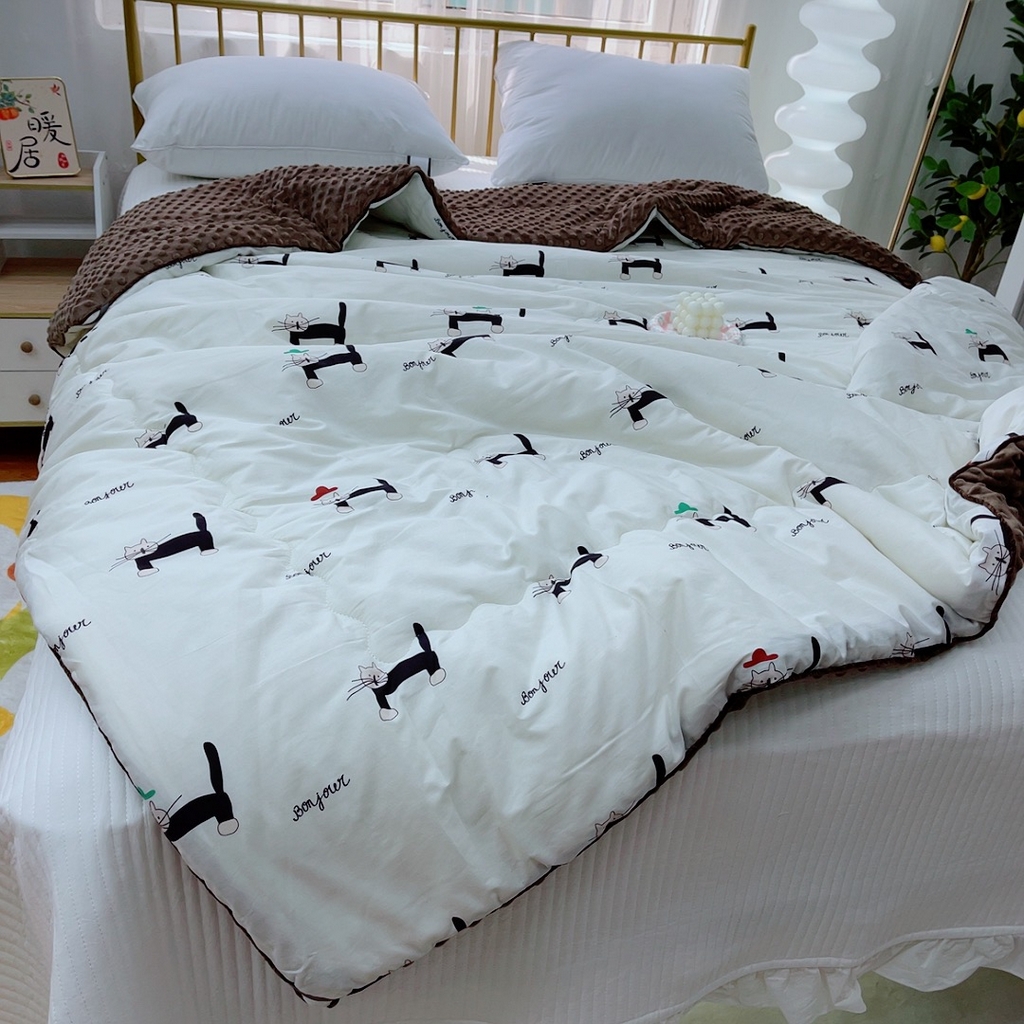 91家纺网 家纺一手货源 找家纺 暖居 2024新款嵌条豆豆被 英伦猫