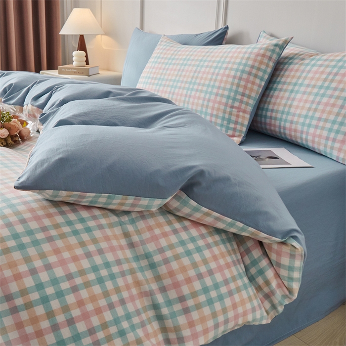 91家纺网 家纺一手货源 找家纺 盛秋家纺 2025新款格子单被套朵拉+海清