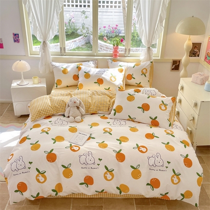 盛秋家纺 2025新款卡通单被套砂糖兔+黄小格