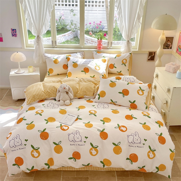 91家纺网 家纺一手货源 找家纺 盛秋家纺 2025新款卡通单被套砂糖兔+黄小格