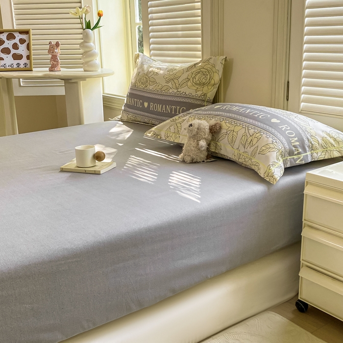 91家纺网 家纺一手货源 找家纺 优品阁 2024新款全棉磨毛四件套单品系列-单床笠 初恋-灰