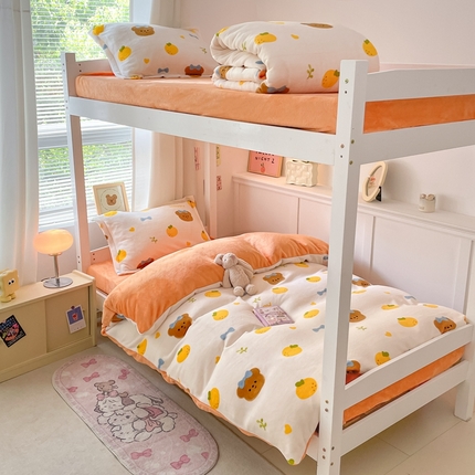 91家纺网 家纺一手货源 找家纺 （总）寻米 2024新款加厚保暖牛奶绒学生三件套