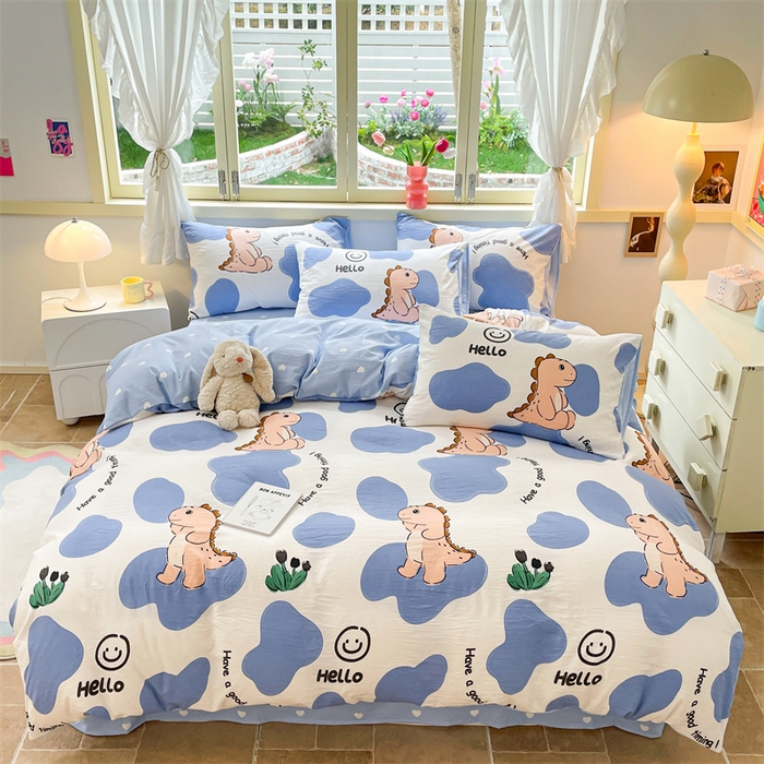 91家纺网 家纺一手货源 找家纺 盛秋家纺 2025新款卡通单被套恐龙宝宝+蓝爱心