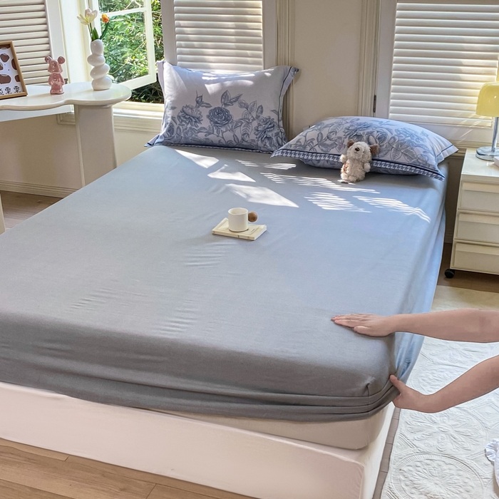 91家纺网 家纺一手货源 找家纺 优品阁 2024新款全棉磨毛四件套单品系列-单床笠 温妮莎-蓝