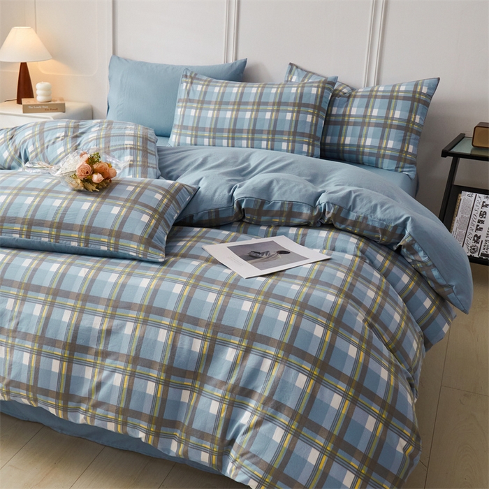 91家纺网 家纺一手货源 找家纺 盛秋家纺 2025新款格子单被套简约+海清