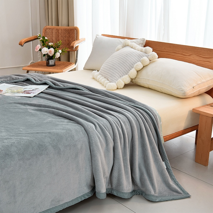 91家纺网 家纺一手货源 找家纺 仟人梦 2024新款A类高克重保暖法兰绒多功能保暖毛毯 银灰