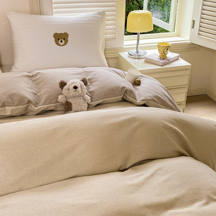 91家纺网 家纺一手货源 找家纺 优品阁 2024新款全棉磨毛四件套单品系列-单被套 邦尼-咖