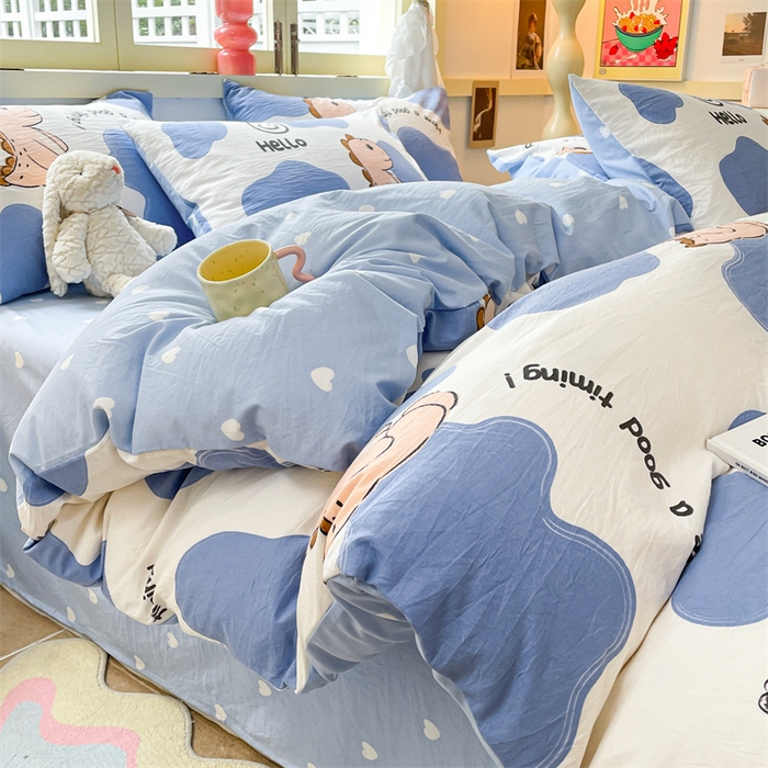 91家纺网 家纺一手货源 找家纺 盛秋家纺 2025新款卡通单被套恐龙宝宝+蓝爱心