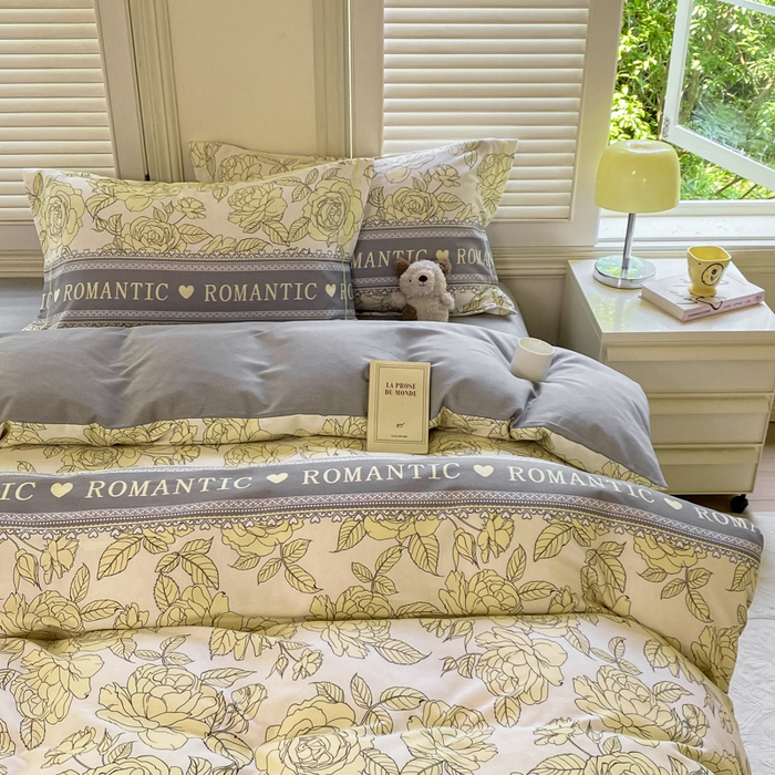 91家纺网 家纺一手货源 找家纺 优品阁 2024新款亲肤舒适全棉磨毛四件套学生三件套系列   初恋-灰