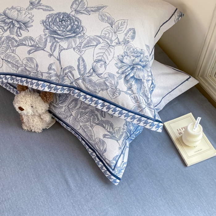 91家纺网 家纺一手货源 找家纺 优品阁 2024新款全棉磨毛四件套单品系列-单枕套 温妮莎-蓝