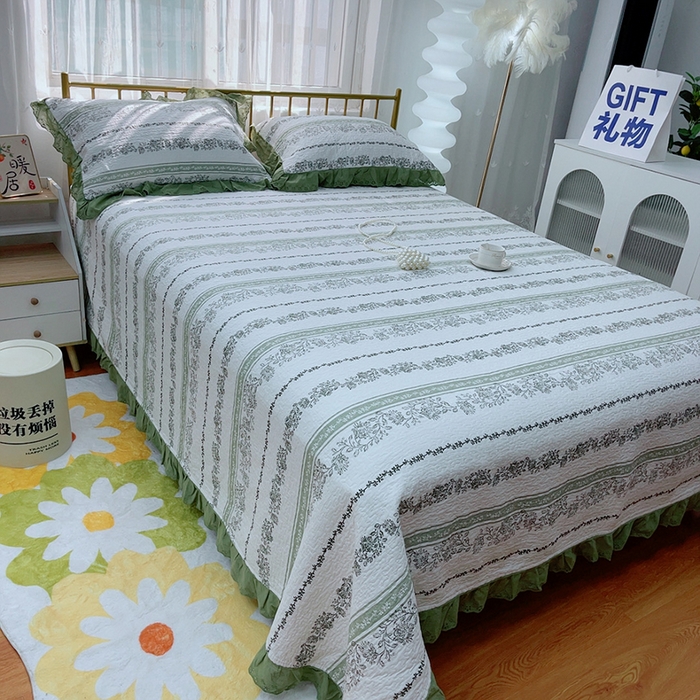 91家纺网 家纺一手货源 找家纺 2024新款亲肤舒适法式床盖三件套 线条