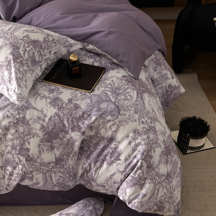 91家纺网 家纺一手货源 找家纺 2025秋冬保暖加厚绒类羽零™绒四件套-【卡米拉】（标准号全网控价(折后券后)不低于159元，（拿货价会员减20元)） 卡米拉紫