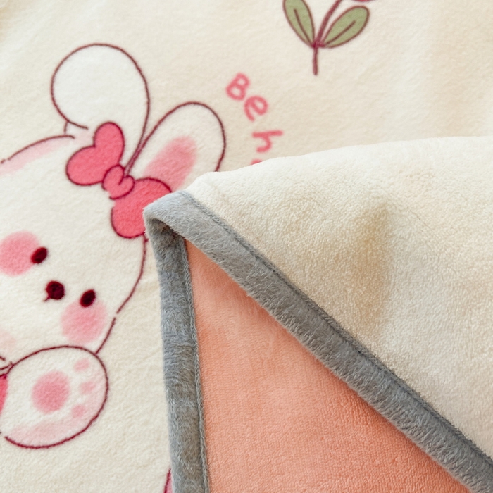 91家纺网 家纺一手货源 找家纺 2024秋冬A类牛奶绒加厚夹棉床笠+牛奶绒被套四件套浪漫小兔