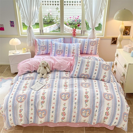 盛秋家纺 2025新款卡通单被套布兰达+粉爱心