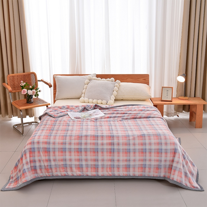 91家纺网 家纺一手货源 找家纺 仟人梦 2024新款A类高克重保暖法兰绒多功能保暖毛毯 格韵粉