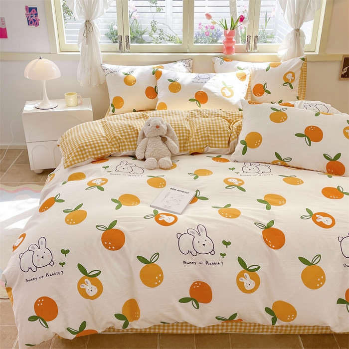 91家纺网 家纺一手货源 找家纺 盛秋家纺 2025新款卡通单被套砂糖兔+黄小格