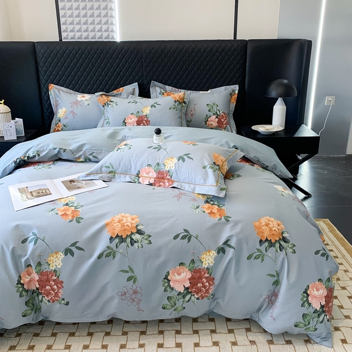 91家纺网 家纺一手货源 找家纺 名佰蕙家纺 2024新款银丝抗菌全棉功能性四件套 丹姿-兰