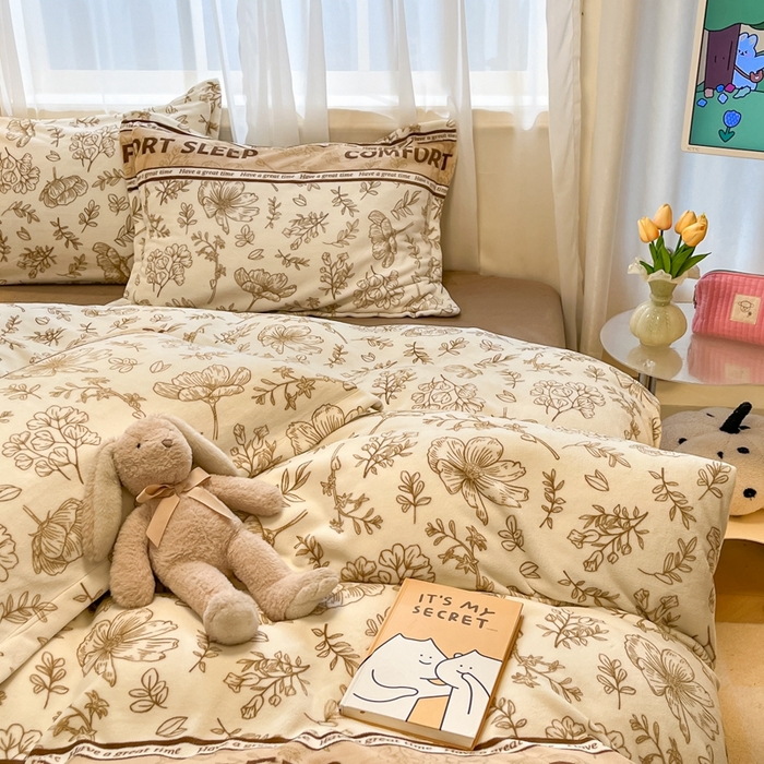 91家纺网 家纺一手货源 找家纺 （总）慕尚家纺 2024新款3.5kg高克重田园花卉类牛奶绒四件套