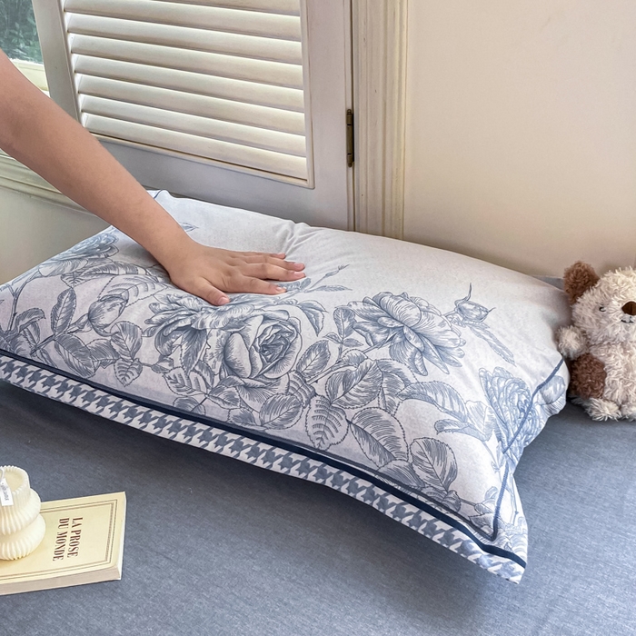 91家纺网 家纺一手货源 找家纺 优品阁 2024新款全棉磨毛四件套单品系列-单枕套 温妮莎-蓝