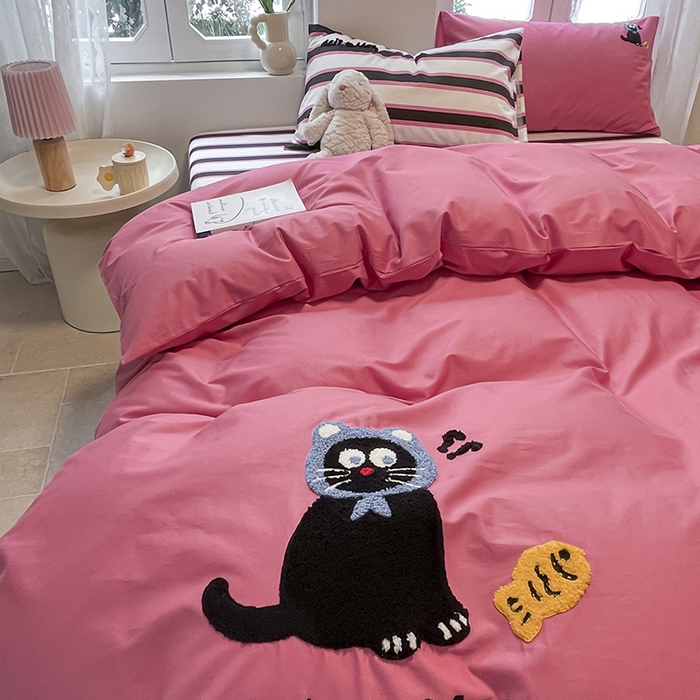 91家纺网 家纺一手货源 找家纺 （总）吉象家纺 2024新款全棉斜纹毛巾绣混搭四件套