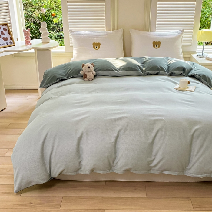 91家纺网 家纺一手货源 找家纺 优品阁 2024新款全棉磨毛四件套单品系列-单被套 邦尼-绿